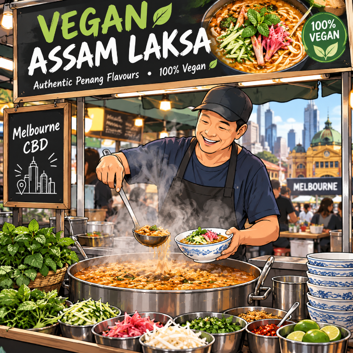 Chef Shawn of Mush n Burg, Melbourne CBD's 100% plant-based Penang and Indonesian street food restaurant